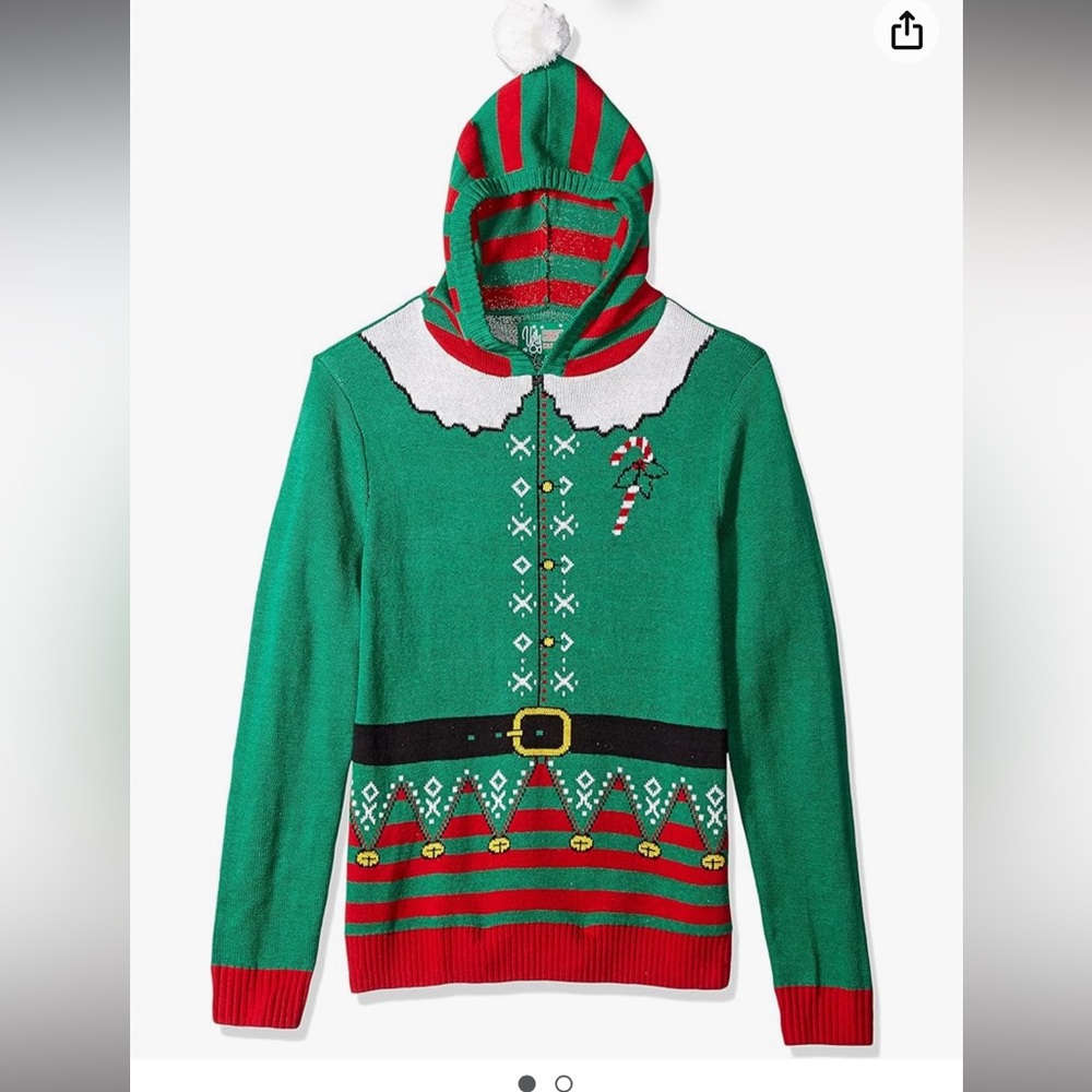 Ugly Christmas Sweater Men's Hoodie-Elf